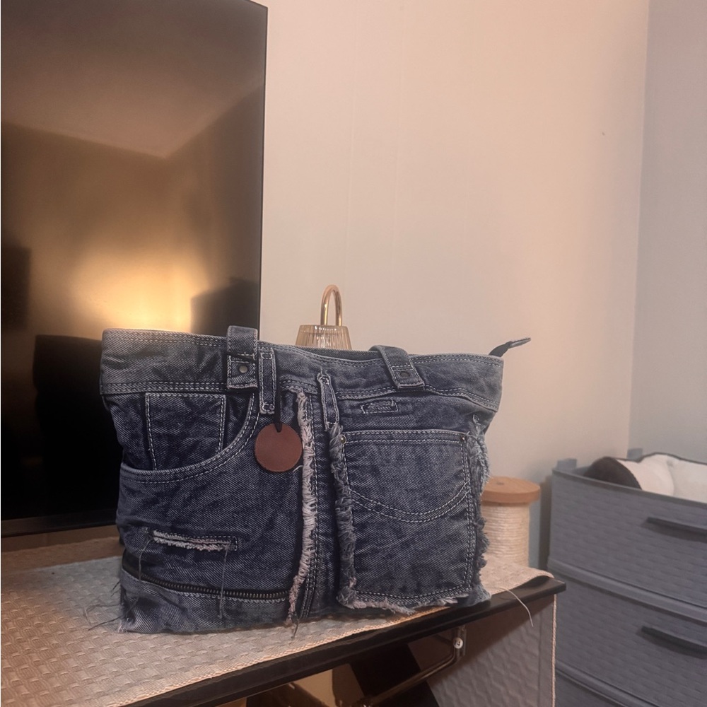 Denim Patchwork Tote Bag